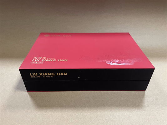 빨간색 종이 선물 상자 직사각형 판톤 인쇄 된 고지 선물 상자