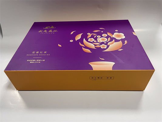 상단 및 하단 딱딱한 선물 상자 보라색 자기 상자 포장